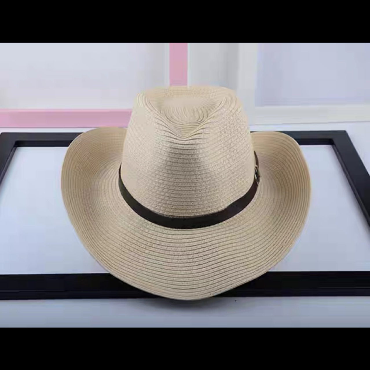 Women's Simple Style Color Block Crimping Straw Hat display picture 2