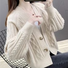 针织开衫女士毛衣春秋装2025年新款韩版宽松高腰小个子外搭短外套