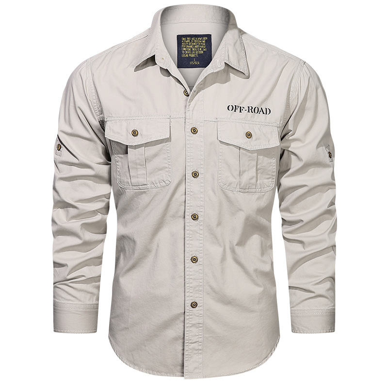 Camisa de Trabajo de Algodón Lavado para Hombre de Algodón Transpirable, Resistente al Desgaste para Uso Casual