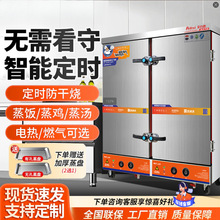 双门蒸箱商用大型蒸饭食堂酒店燃气蒸饭柜24盘蒸箱电气两用蒸饭柜