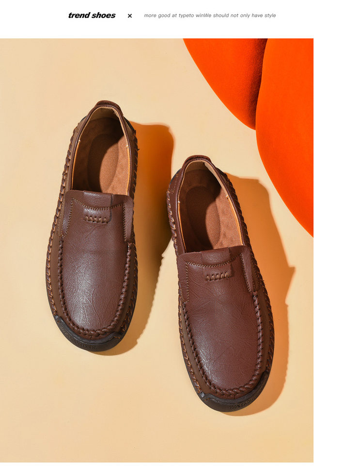 Giày lười nam da PU thoáng khí mũi tròn đế cao su — F9917 Kaki, F9917 màu nâu nhạt, F9917 màu nâu sẫm, F9917 màu xám chi tiết 7