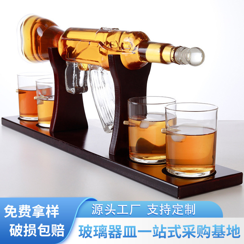 Creativo vaso decantador en forma de rifle conjunto de vino con traje de copa de bala exquisita artesanía vino tinto botella de whisky