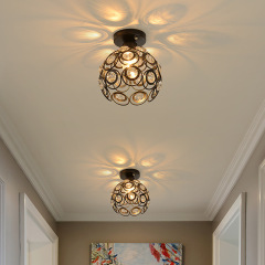 Modern Minimalist Crystal Pendant Light, Retro Iron Art Mini Corridor Passage Entrance Hallway Bedroom Simple Lighting