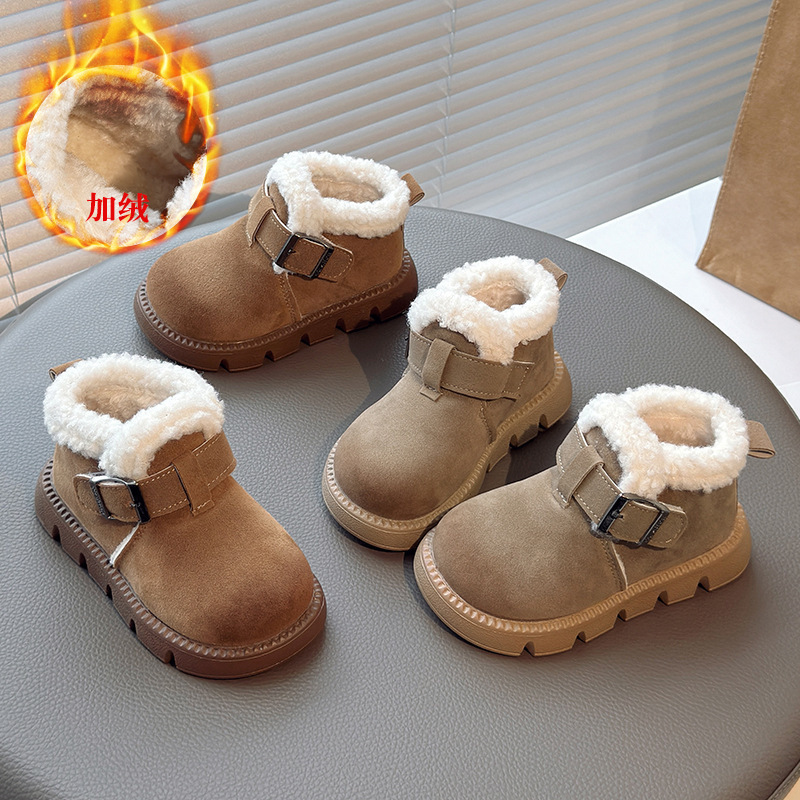 Girls' fleece cotton boots 2025 winter new children's Birkenstock…