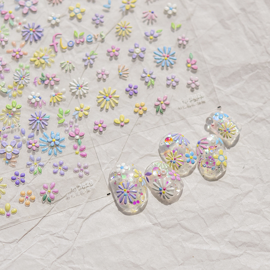 9g Weight Nail Patches Nail Supplies 1 Piece Quantity Plastic Material Cartoon Pattern Simple Style Style Tomoni Jelly Nail Stickers Popular Cute Nail Sticker Factory Wholesale Japanese Color Flower 3828 1