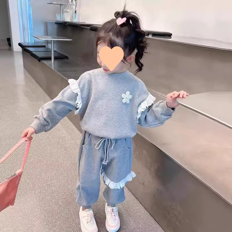 Ensemble sweat à capuche et pantalon motif ours pour fille_voghion.com