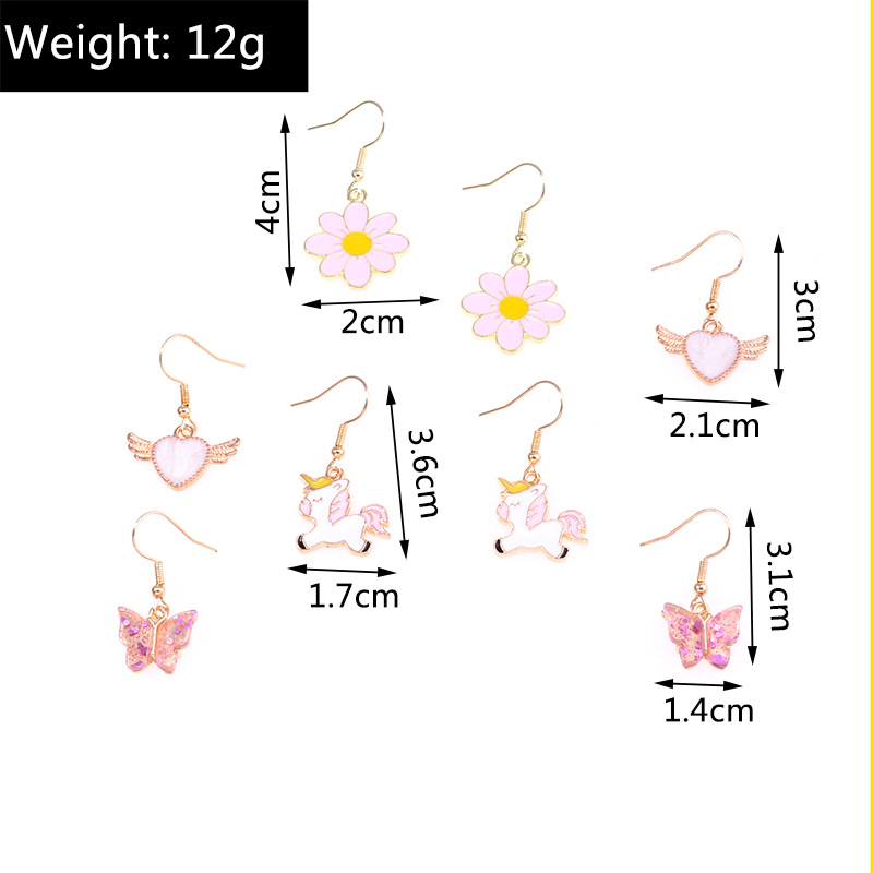 15g Weight Alloy Ear Needle Material Drop Earrings Classification 5 Pairs Quantity Casual, Daily Occasion Alloy Material Cherry, Starfish Pattern Women's Gender Enamel Design Cute Style 5 Pairs Cute Cherry Starfish Enamel Alloy Drop Earrings 无