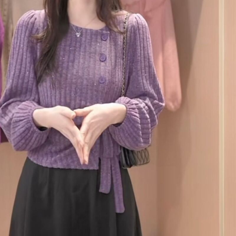 Coral Velvet Warm French Style Light and Mature Style Asymmetrical Lace-Up Long-Sleeved Shirt 2025 Autumn and Winter New Fragrance Top