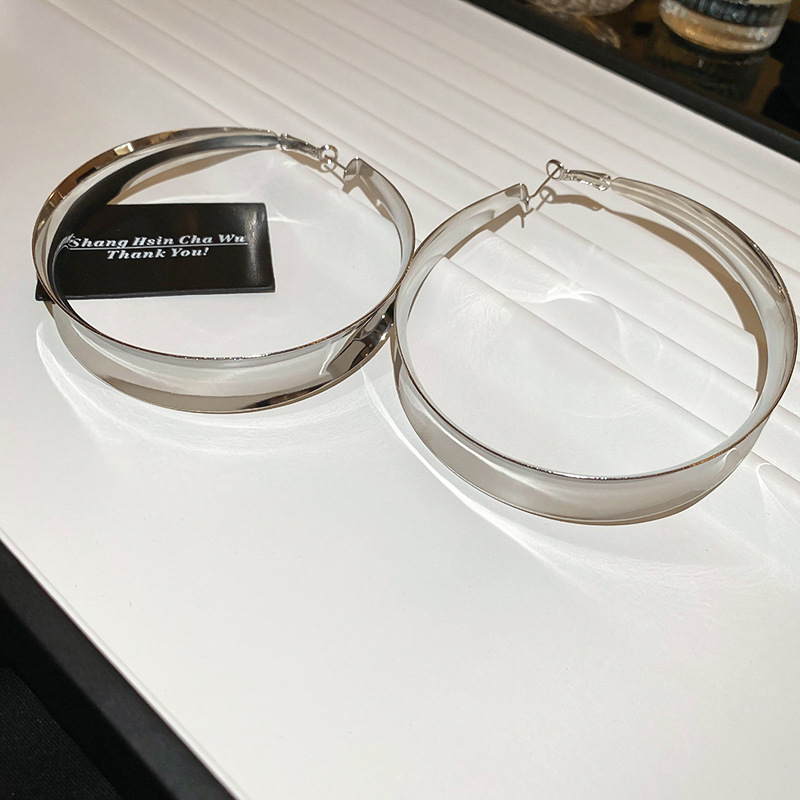 Agujas de plata transfronterizas Pendientes de anillo de sentido premium exagerados europeos y americanos Pendientes de atmósfera de moda Pendientes de lujo ligero Pendientes de temperamento femenino