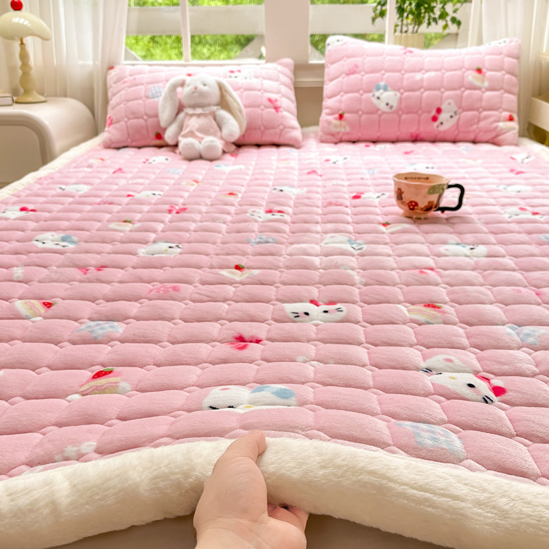 Milk Velvet Mattress Cushion Household Velvet Blanket Mattress Dormitory Student Single Winter Fleece-Lined Mattress Cushion