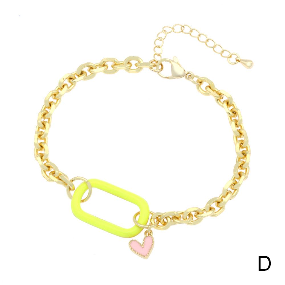 Style Simple Commuer Forme De Cœur Le Cuivre Émail Bracelets display picture 4