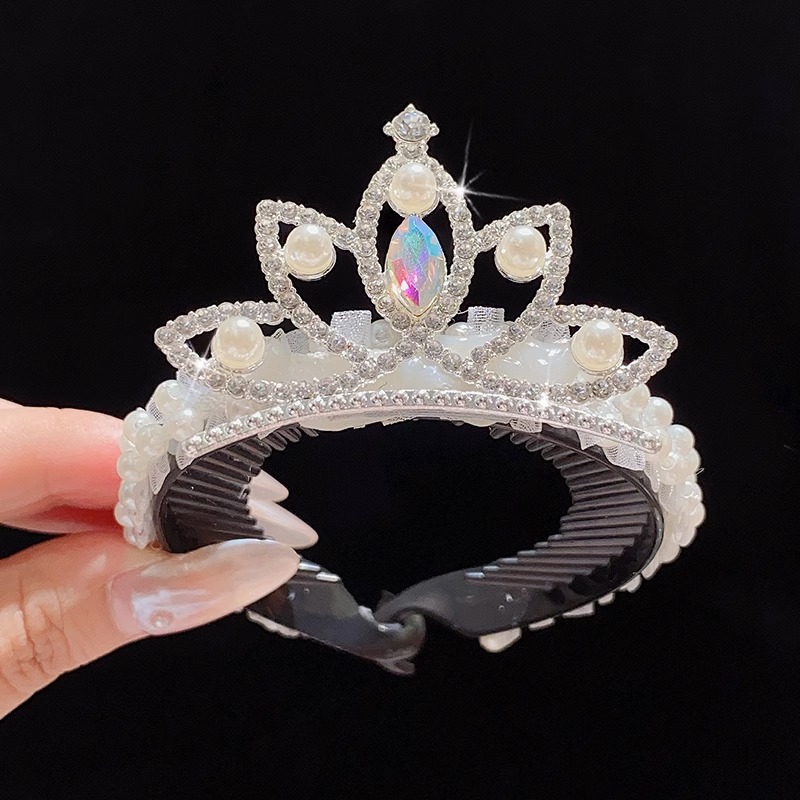 Princesa pequeño tocado de corona rendimiento infantil corona de alta gama hebilla de pelo de bola de alta gama artefacto para el cabello accesorios para el cabello para niñas
