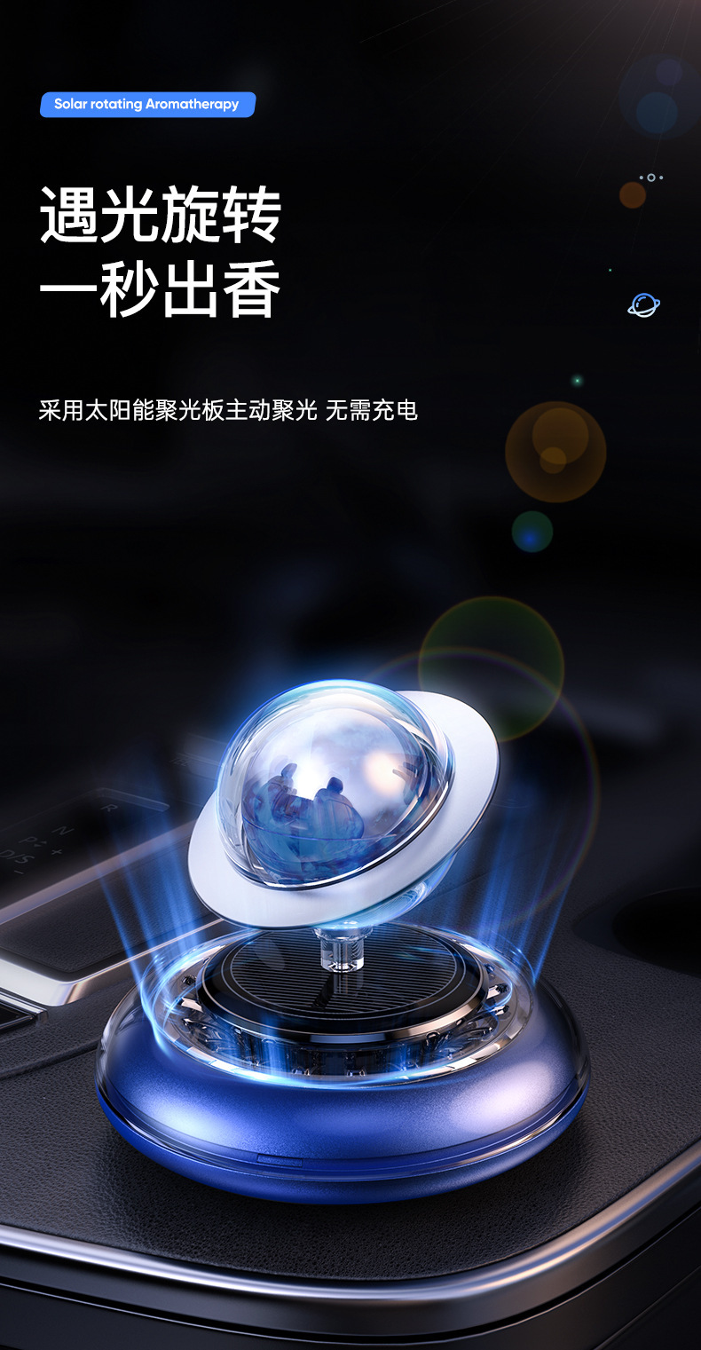 Car Solar Perfume Interior Aromatherapy Ornaments Lasting Light Fragrance Cologne Men's Car Supplies Aerospace Planet Ornaments