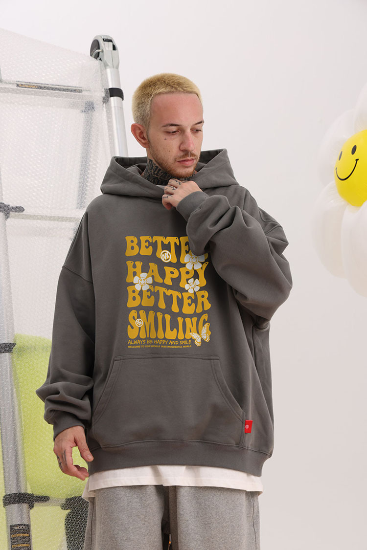 Herren Kapuzenpullover Schwer Mit Daisy Motiv Und Samtfutter_voghion.com