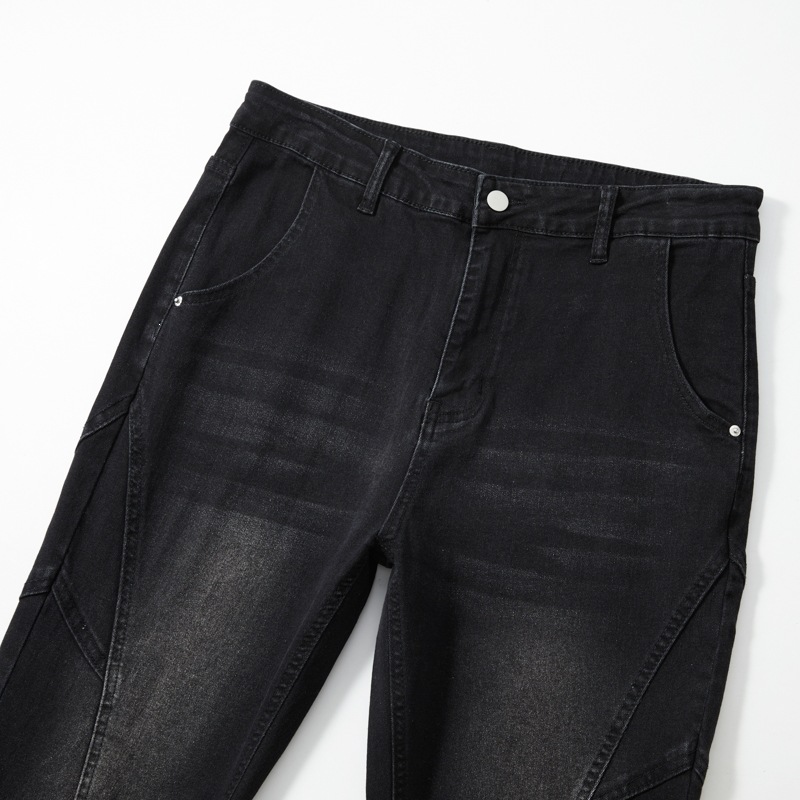 Men's Washed Patchwork Flared Jeans High Street Style New American Exclusive Vibe Denim_viptrois.com