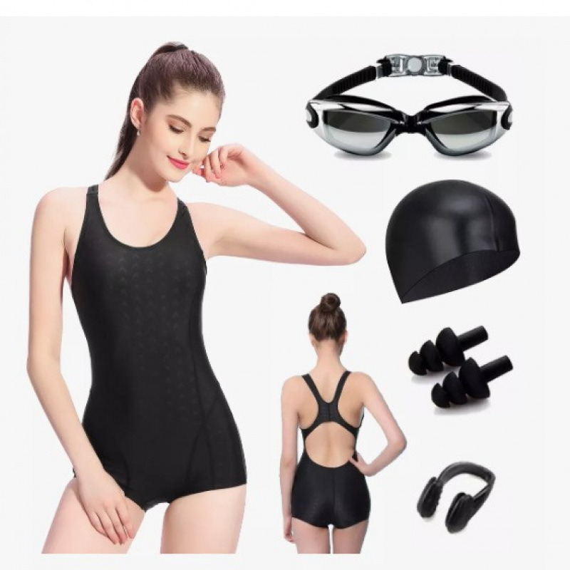 Swimsuit Women's Professional Training One-Piece Triangle Sports Fitness Suit Imitation Sharkskin Waterproof Quick-Drying Plus Fat Plus Size