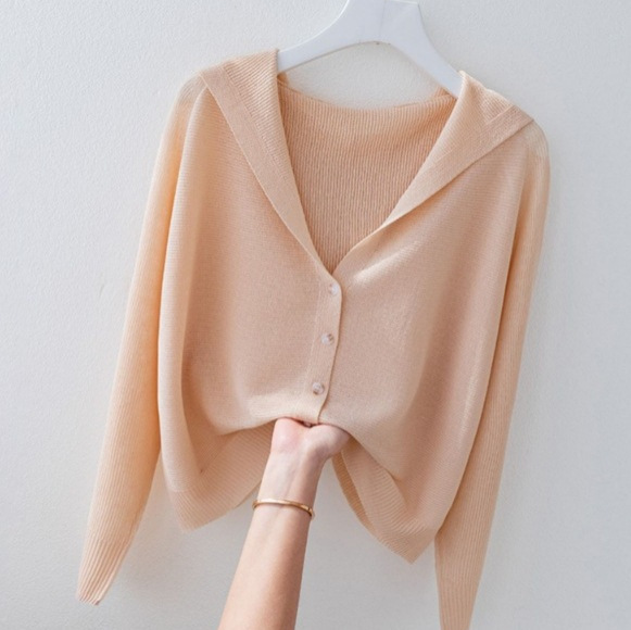 Ice Silk Knitted Cardigan Women's Matching Skirt Waistle Anti-Soothing Blouse Loose Thin Hat Shawl Coat Top Ice Silk Knitted Cardigan Women's Matching Skirt Waistle Anti-Soothing Blouse Loose Thin Hat Shawl Coat Top