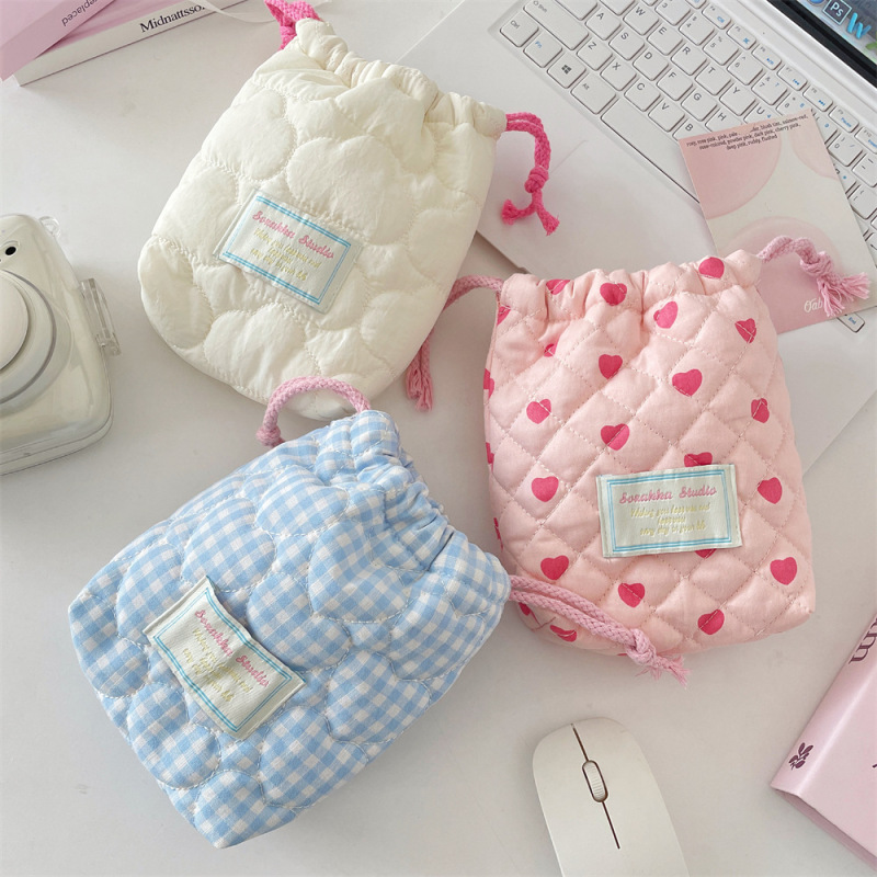 51121 ins かわいいキルティングコットンカメラ収納袋 ccd ポラロイド収納袋ソフト落下防止防塵小さなバッグ|undefined