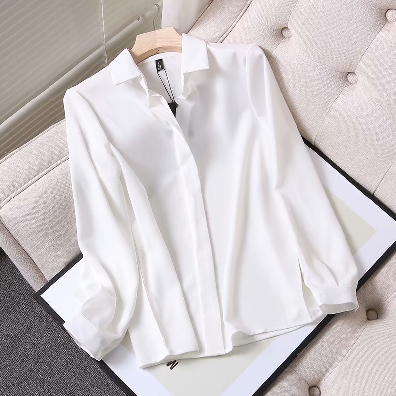 lapel solid color long-sleeved shirt NSAM39297