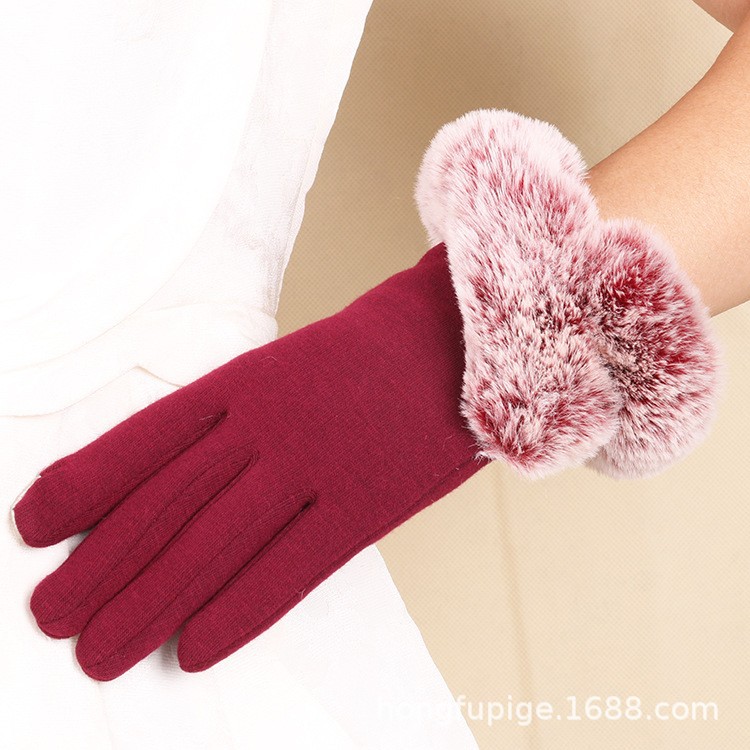 Guantes cálidos para mujer Otoño e Invierno terciopelo no invertido montar al aire libre teléfono móvil lindo guantes de pantalla táctil a prueba de frío transfronterizo