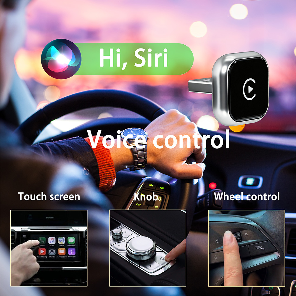 2026 New Cross-Border Wireless Carplay Box Android Auto 2-in-1 Car Wired to Wireless Adapter