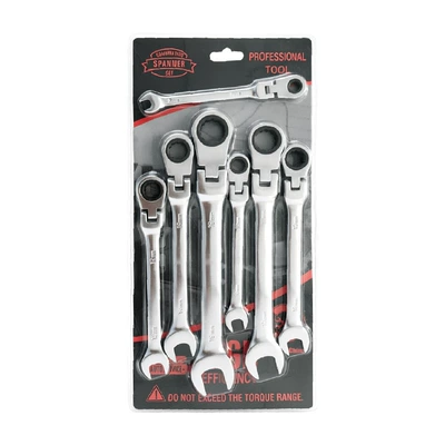 Dual-Purpose Swivel Ratchet Wrench, Chrome Vanadium Steel, 72 Teeth, Open-End Wrench for Narrow Spaces, Disassembly Hardware Tool, Factory Wholesale (Mühərrik tənzimləmə alətləri) - dual-purpose-oscillating-ratchet-wrench-7pcs