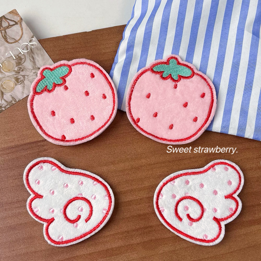 Vintage Strawberry Wing Bangs Stickers for Sweet Girls, Cute Magic Stickers, Versatile Face Wash Tool for Women