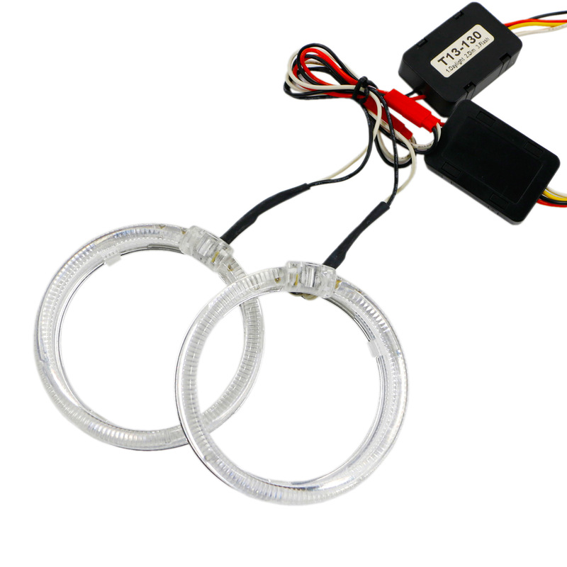Car led light guide Angel eye aperture 3-inch modified headlight lens white yellow two-color yellow light steering LED halo