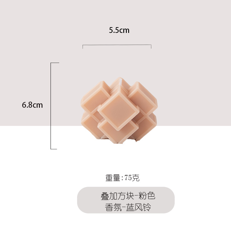 Ventas transfronterizas calientes superpuestas de modelado geométrico cuadrado velas aromáticas adornos para el hogar joyas al por mayor hechas a mano