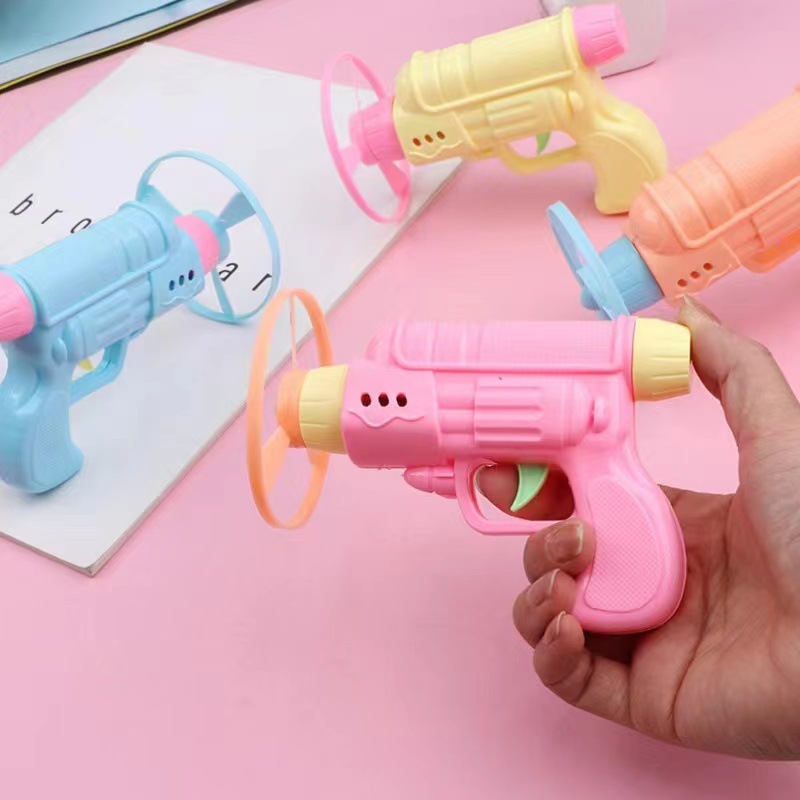 Platillo volante para niños pistola giroscopio pistola giratoria libélula de bambú rueda voladora juguete Frisbee fábrica al por mayor image 5