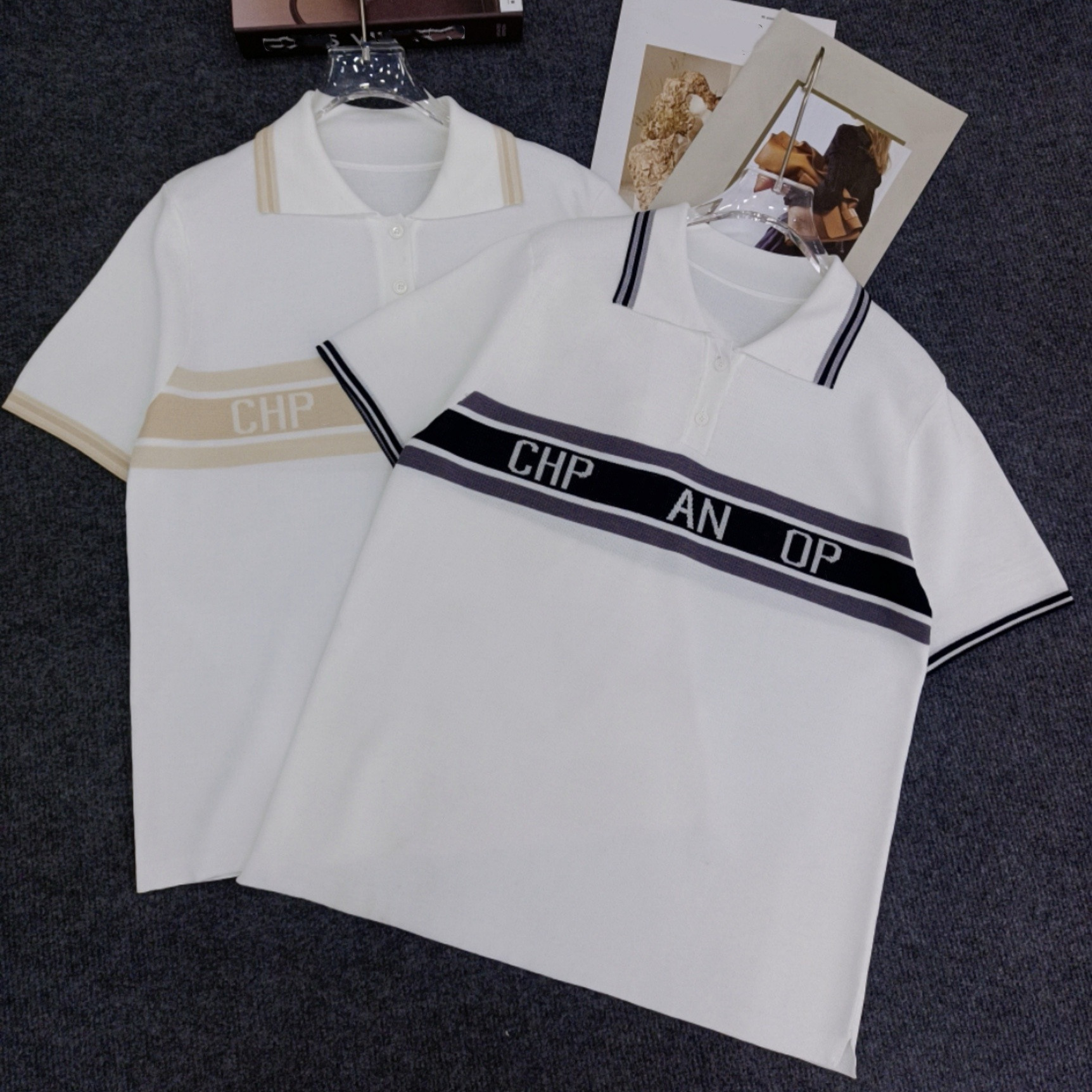 2025 Summer New Classic Presbyopic Letter Short-Sleeved Fashionable Lapel T-Shirt Half-Sleeved Sweater for Women