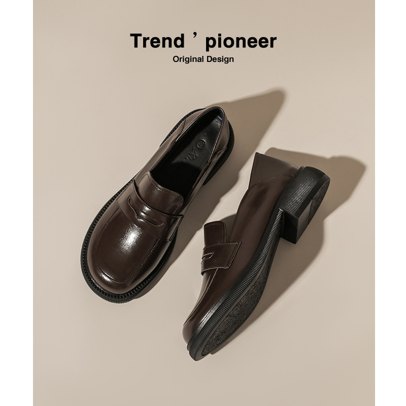 Thick-soled Lefu Leather Shoes British Style Autumn And Winter Genuine Leather Lisa Star Same Preppy Style Single-layer Shoes
