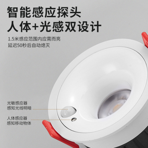 Ultra-thin, flush-mount induction light — PIR sensor hallway/corridor lamp, bathroom foyer light with narrow bezel and anti-glare design