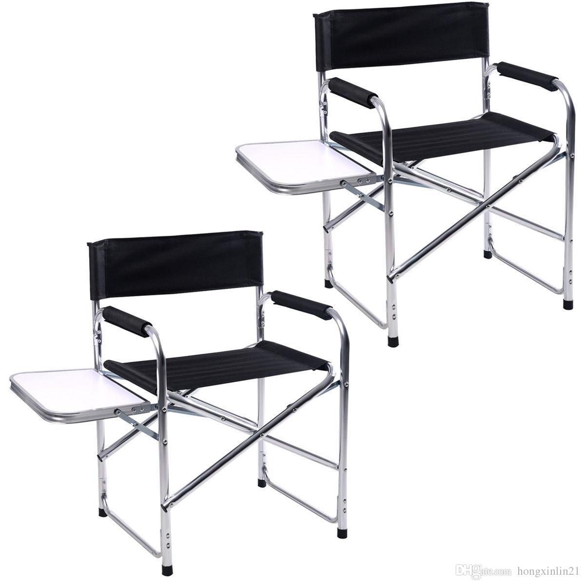 [Daxuan Outdoor] Silla de director de campamento de aleación de aluminio con respaldo plegable con mesa y tabla Silla de playa conveniente