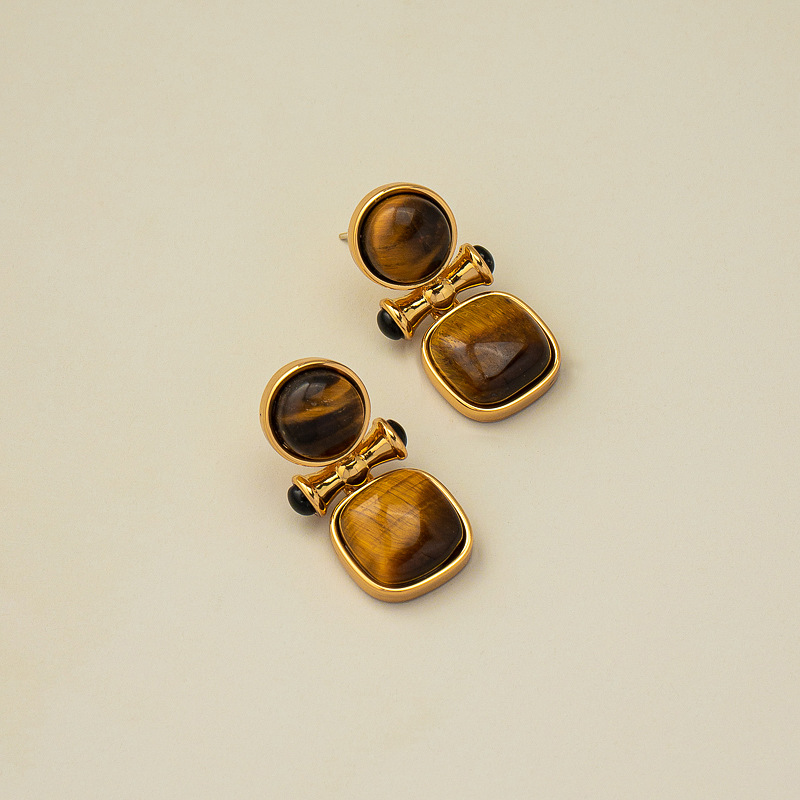 Holiday Occasion Alloy Material 1 Pair Retro Square Inlay Alloy Rhinestones Ear Studs