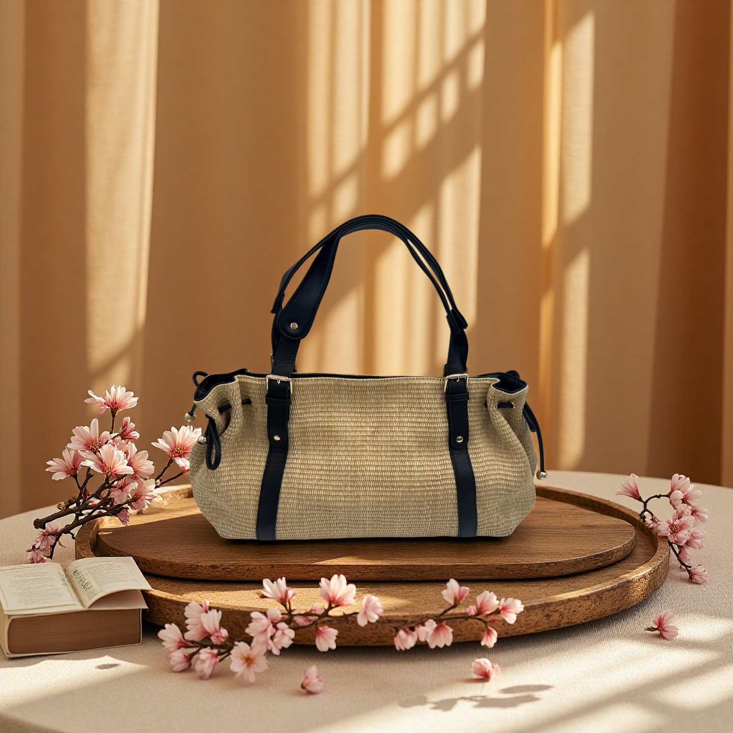 Pleated Cloud Shoulder Bag For Women, Baguette Crossbody Bag, Seaside Vacation Style Casual Underarm Dumpling Bag, Straw Woven