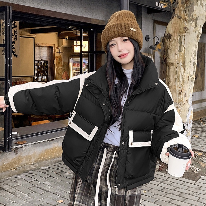 Nuevo color sin lavado PU cuero algodón casual ropa de moda corta de pluma de invierno 2025 abrigo de collar grueso image 6