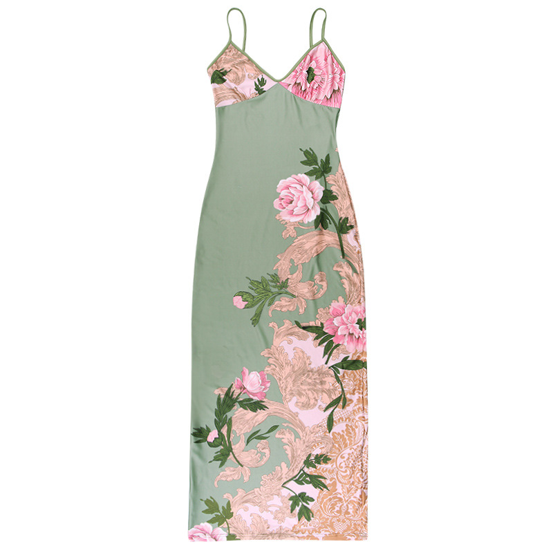 Women's Strap Dress Vacation V Neck Printing Sleeveless Flower Maxi Long Dress Daily Date display picture 23