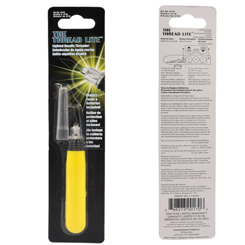 Amazon nuevo y conveniente enhebrador de agujas led enhebrador accesorios de costura luminosos herramientas de costura