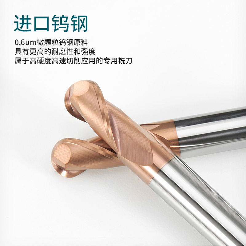 2 Hoja de 55 grados duro de la aleación de tungsteno de acero bola final fresa recta vástago R esférico Molino de extremo cnc herramienta Molino de extremo
