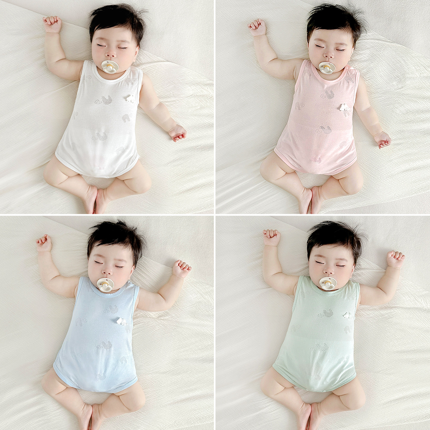 Ropa de bebé de una pieza, ropa de verano para recién nacidos, ropa de verano delgada para niños pequeños, chaleco sin mangas, mamela triangular, bolsa de bebé