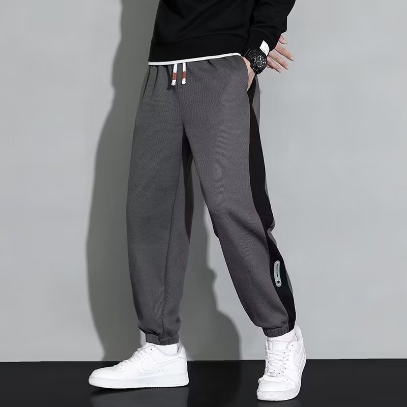 Pants Men's Summer Thin Sports Casual Pants Loose All-match Men's Black Waffles Pants