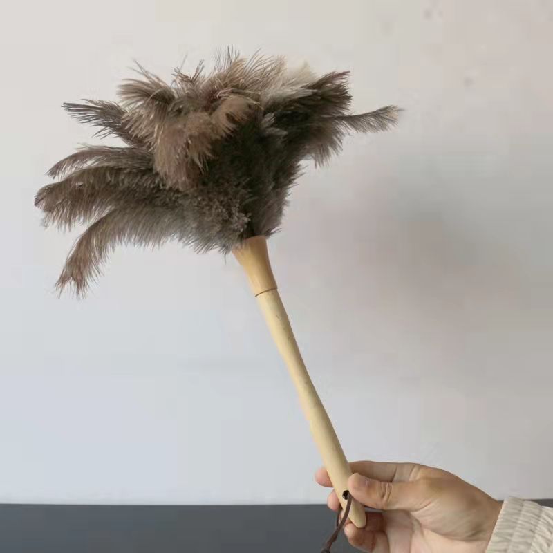 Pluma de avestruz plumero eliminación de polvo sin pelusa limpieza del hogar coche limpieza estática pelo gris cepillo artefacto plumero de pollo