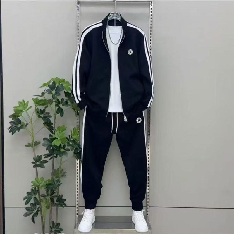 轻奢男士秋冬拉链开衫卫衣外套直筒修身休闲裤男刺绣运动休闲套装|undefined