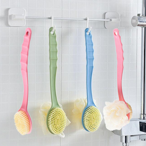 Back scrubbing bath brush with soft long handle, back scrubbing shower loofah for bathing back
