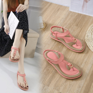 European and American 2025 Summer Women's Sandals Are Comfortable, Breathable, Wear-Resistant, Non-Slip, Tbottomon Flats Bottom Stitching Women's Shoes 36-43
