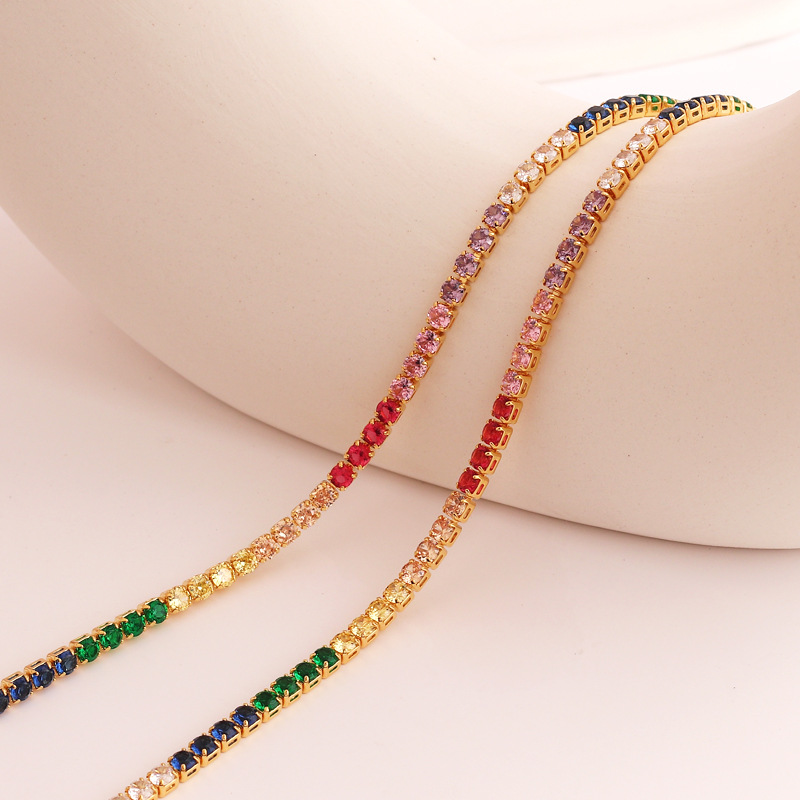 Fashion Square Copper Plating Inlay Zircon Necklace 1 Piece