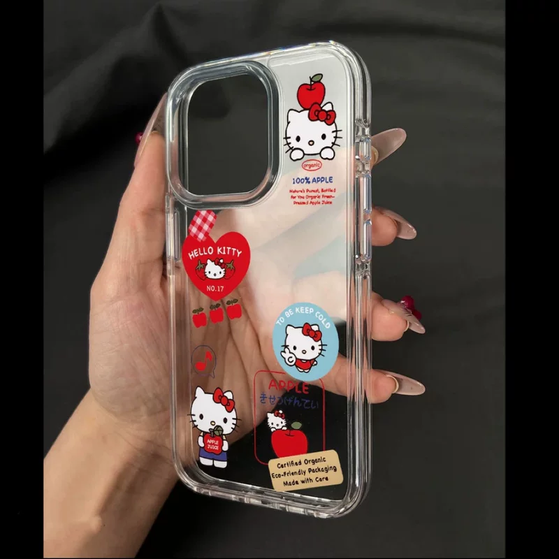 Чехол для телефона (Apple) iPhone 12–16 серии, прозрачный с Hello Kitty, защитный ТПУ
