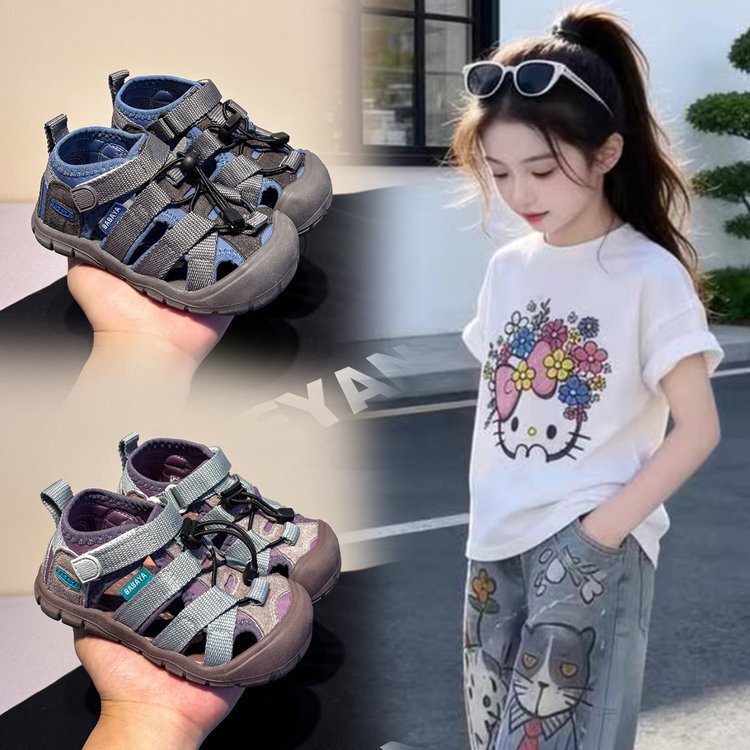 Korean Style Boys' and Girls' Closed-Toe Sandals 2026 Summer Children's Breathable Mesh Student Outdoor Casual Hiking Shoes Korean Style Boys' and Girls' Closed-Toe Sandals 2026 Summer Children's Breathable Mesh Student Outdoor Casual Hiking Shoes