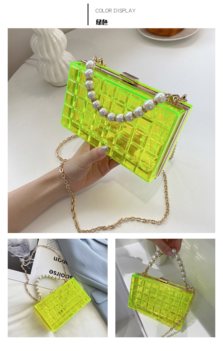 Fashion Solid Color Transparent Pearl Handle Messenger Bag display picture 17